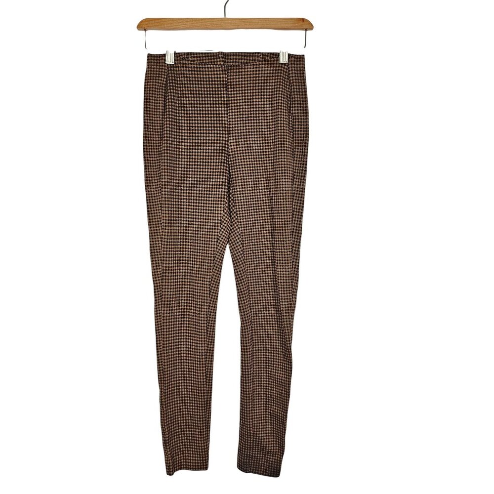 J.‎ Jill Ponte Houndstooth Knit Slim Legging Stretch Pull On Brown Womens XS